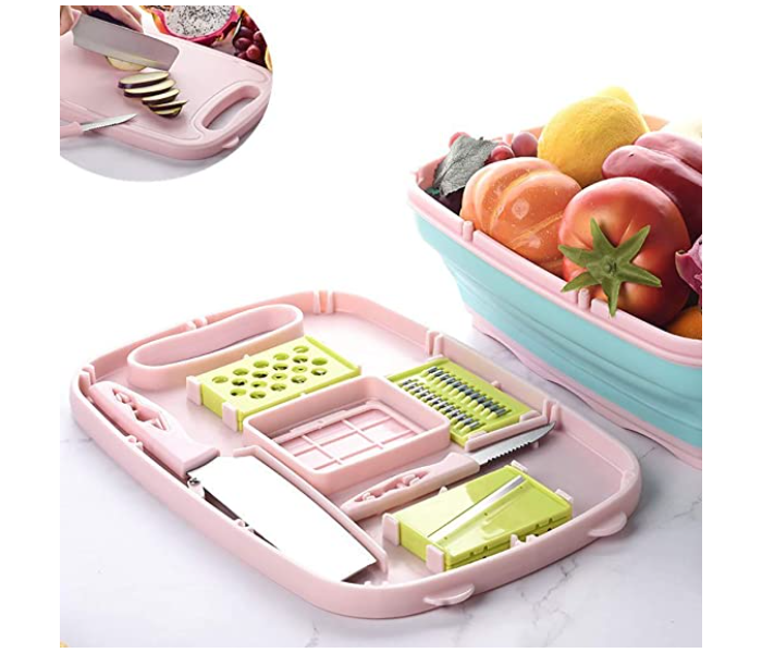 9 In 1 Multifunctional Cutting Board Foldable Kitchen Chopping Board Safety Cutting Durable Board Set with Knives - B - Zoom Image 4