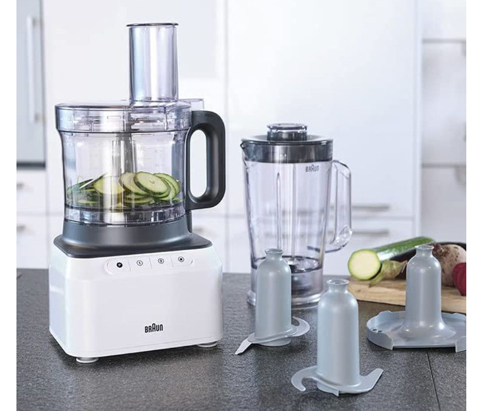 Braun Fp 3131, Food Processor 800 Watts. Blender 1.2 L, Food Prep Bowl 2.1L 2Speed Button And Pulse - White - Zoom Image 1