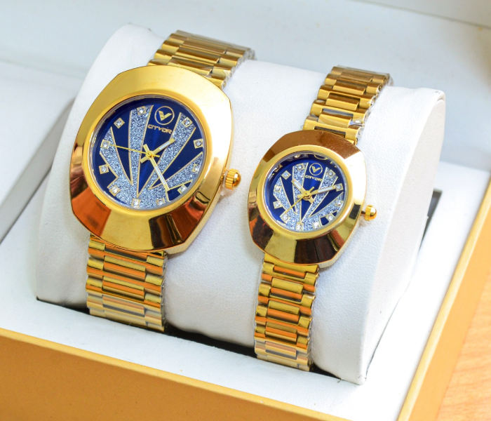 CITVOR Classic Couple Watches for Men and Women Quartz Wrist Watch - Gold - Zoom Image