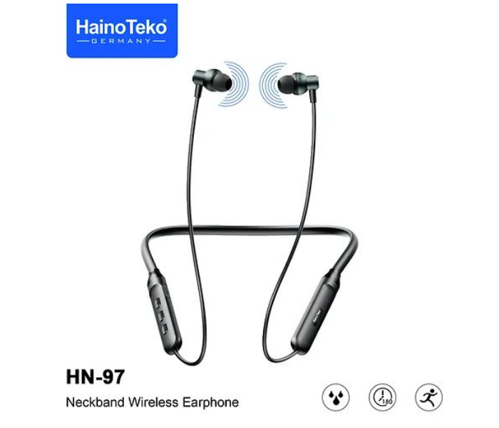 Haino Teko HN-97 Waterproof Neckband Wireless Bluetooth Earphone - Black  - Zoom Image 3