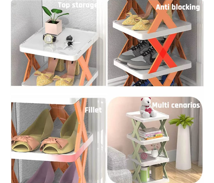 MT X-Shaped 6 Layer DIY Vertical Assembled Multi Purpose Home Decor Shoe Rack  - Zoom Image 4