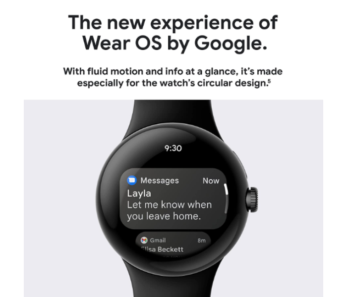 Google Pixel Watch 41mm with Matte Black Stainless Steel case and Obsidian Active band WiFi - Zoom Image 10