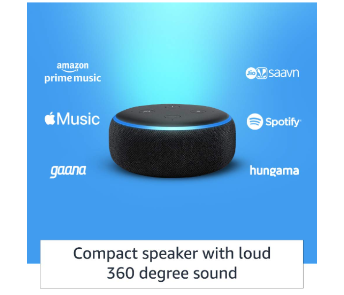 Amazon Echo Dot 3rd Gen with Built-in Alexa Smart Speaker - Black - Zoom Image 2