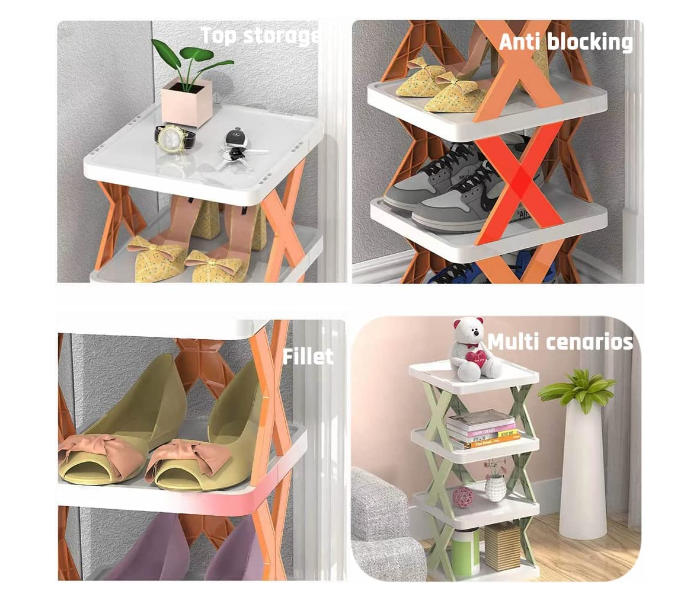 MT X-Shaped 6 Layer DIY Vertical Assembled Multi Purpose Home Decor Shoe Rack  - Zoom Image 2