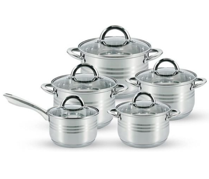 Royalford RF10390 10 Pieces Stainless Steel Cookware Set, Induction Compatible - Silver - Zoom Image