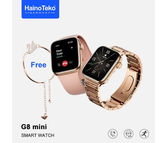 Haino Teko G8 Mini Rose Gold Edition Smart Watch With Extra Strap And Bracelet for Ladies  - Zoom Image 2