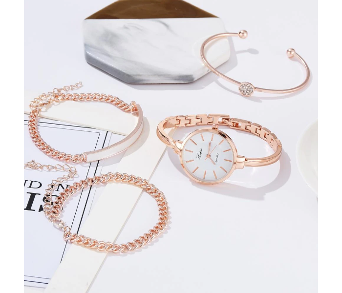 Top Brand Women Bracelet Watches Set Fashion Women Dress Ladies Wrist Watch Luxury Rose Gold Quartz Watch Set montre femme - Zoom Image 2