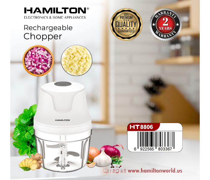 Hamilton HT8806 Easy Slicing Rechargable chopper -White - Zoom Image