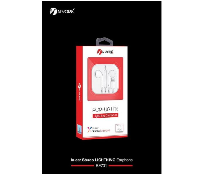 Nyork BE-701 Wired In Ear Lightning Pop Up Earphone - White - Zoom Image 2