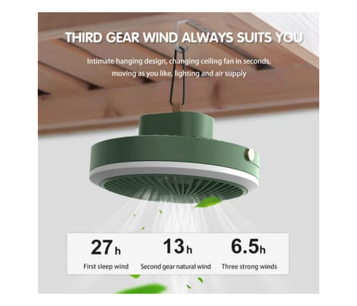 Generic Aromatherapy LED Light Mini Portable Ceiling Fan Rechargeable Camping Bedroom Small Portable USB Outdoor Ceiling Fan B - Zoom Image 3