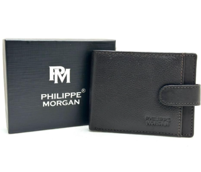 Philippe Morgan PM171 Men Leather Bifold Wallet Black - Zoom Image