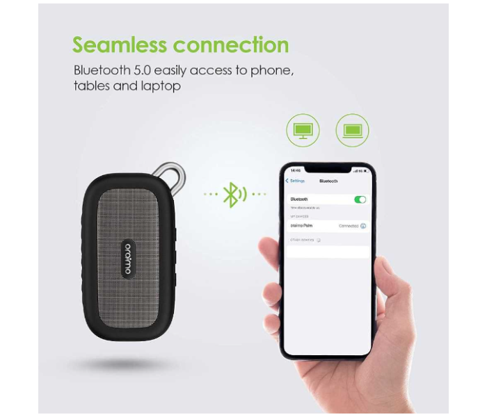 Oraimo OBS-04S Palm Portable IP67 Dust & Waterproof Bluetooth Speaker - Grey - Zoom Image 6