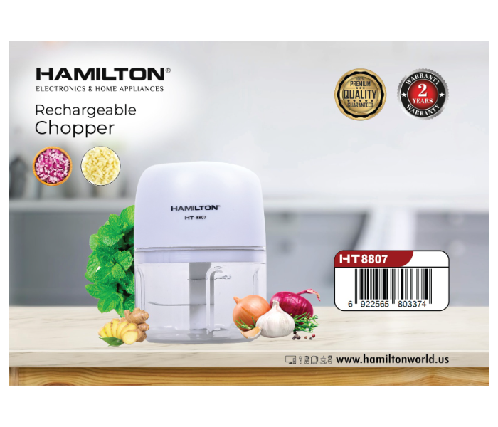 Hamilton HT8807 Easy Slicing Rechargable chopper -White - Zoom Image