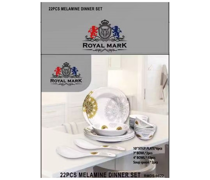 Royal mark 22-Piece Melamine Ware Dinner Set - Yellow/White - Zoom Image 2