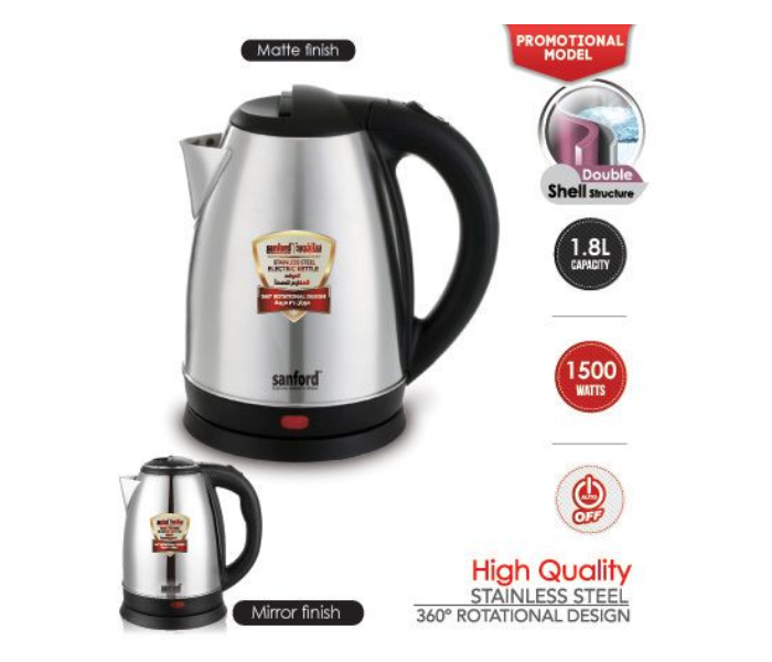 Sanford SF3343EK BS Stainless Steel Electric Kettle - 1.8 Litre - Zoom Image 2