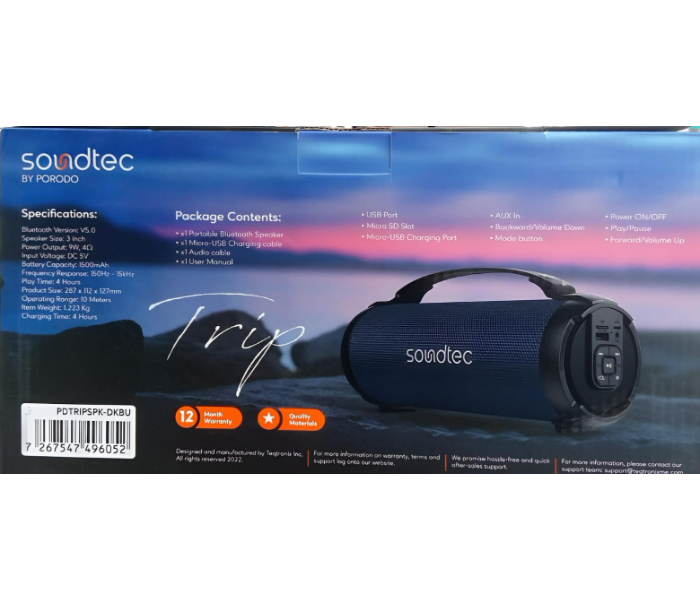 Soundtec Trip Portable Speaker By Porodo - Black - Zoom Image 8