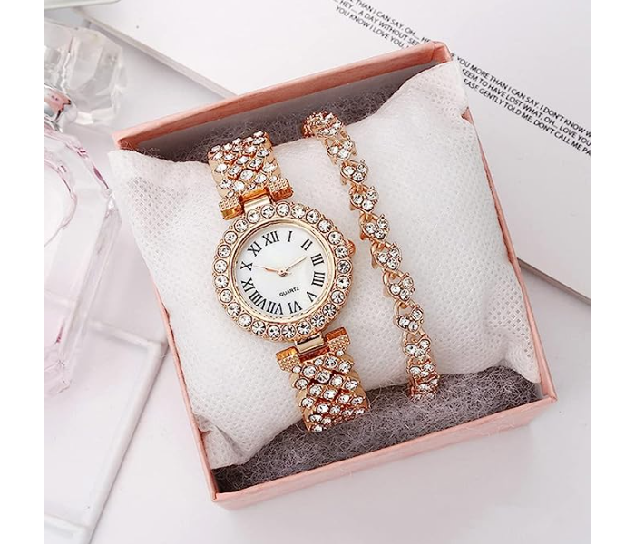 Luxury Women platinum Watch Fashion Ladies Quartz Diamond Wristwatch Elegant Female Bracelet Watches 2pcs Set - Zoom Image 4