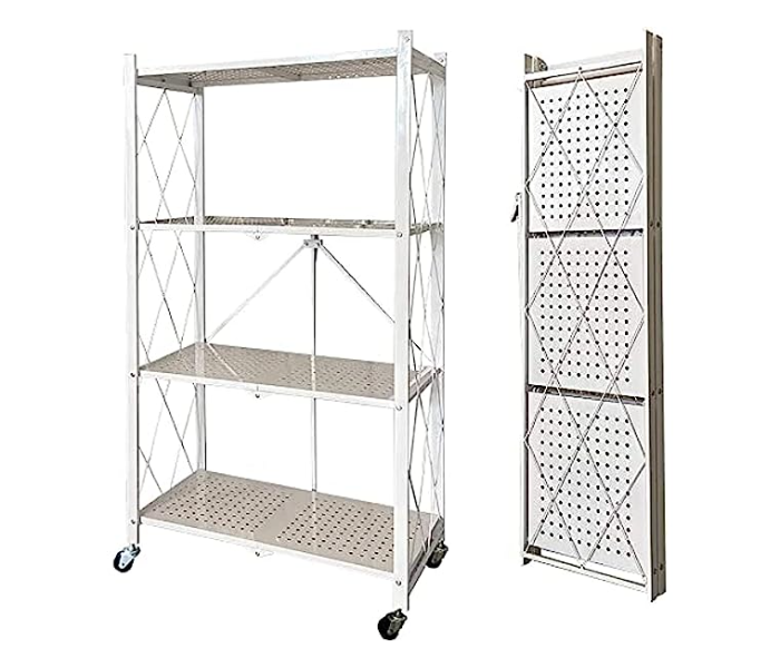 Kitchen 4 Tier Metal Folding Rack - White - Zoom Image