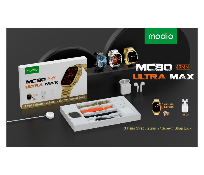 Modio MC80 ULTRA MAX 2.2 Inch Smart Watch with Three Set Straps and Headset - Zoom Image 5