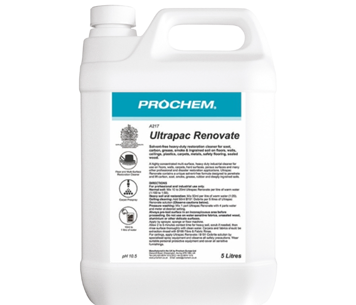 Prochem A217  Highly Concentrated Multi-Surface Cleaner And Pre-Spray Ultrapac Renovate -5L - Zoom Image