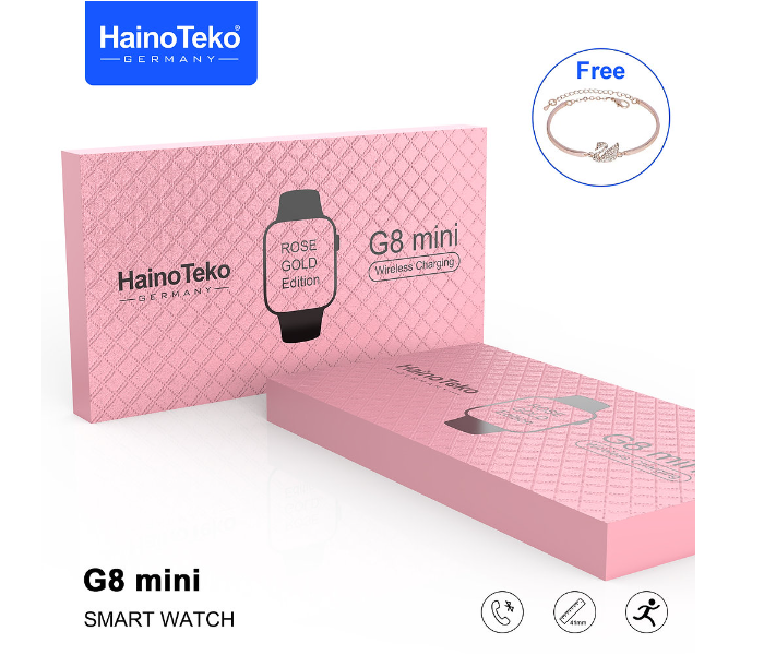 Haino Teko G8 Mini Rose Gold Edition Smart Watch With Extra Strap And Bracelet for Ladies  - Zoom Image 5