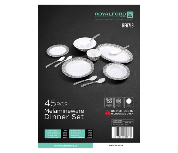 Royalford RF6718 45 Pieces Melamine Dinner Set - Zoom Image 5