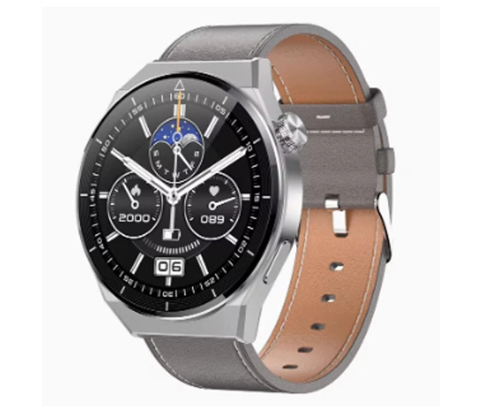 GT3 Max 1.5 inch HD Screen Smart Watch with Wireless Charging, Bluetooth Call, IP68 Waterproof And 3 straps - Silver Brown - Zoom Image 1