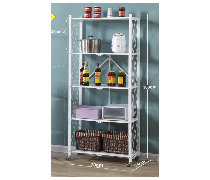 Kitchen 5 Tier Metal Folding Rack - Black - Zoom Image 2