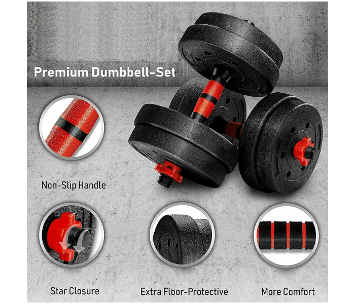 ULTIMAX 7 in 1 Dumbbell Set Free Weights Dumbbells Set with Connecting Rod Used as Barbell Kettlebell and Push-ups Weightlifting Fitness  - Black - Zoom Image 8