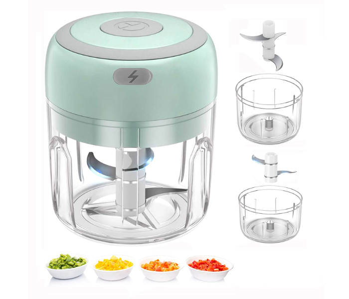 Electric Mini Food Chopper for Home - Chop Garlic with 2 Blades - 250ml - Zoom Image