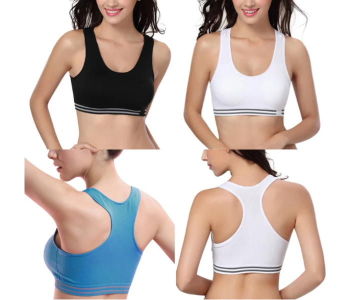 Women's Padded Free Size Striped Mixed Color Sporty Yoga Seamless Bra - Zoom Image 1