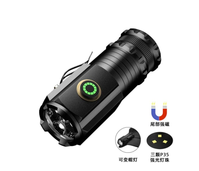 Generic LED Flashlight Strong Rechargeable Ultra-Bright Long-Range Outdoor Home Portable Small Mini Three-Eye Light  - Zoom Image 3