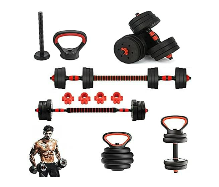 ULTIMAX 7 in 1 Dumbbell Set Free Weights Dumbbells Set with Connecting Rod Used as Barbell Kettlebell and Push-ups Weightlifting Fitness  - Black - Zoom Image 4