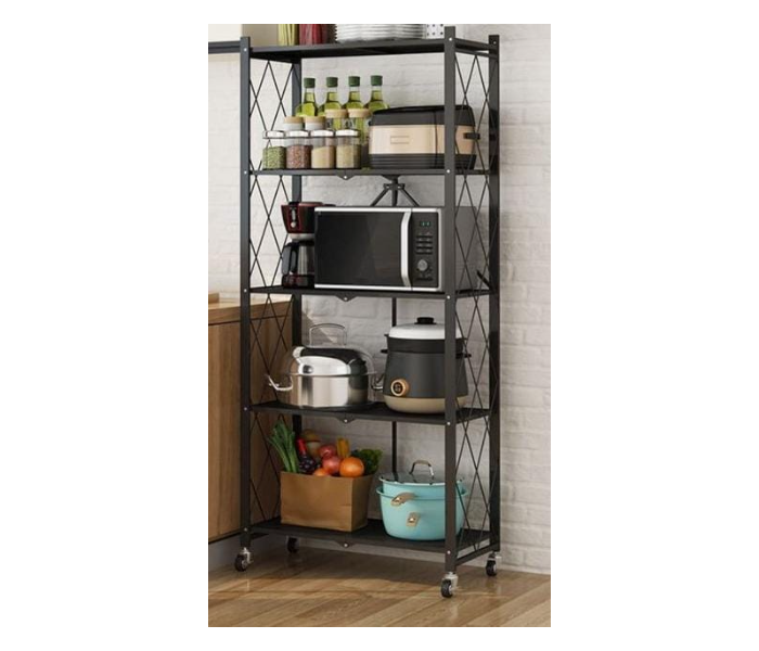 Kitchen 5 Tier Metal Folding Rack - Black - Zoom Image 1