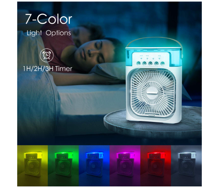 Usb mini portable air conditioner humidifier purifier 7 colors light 2024 desktop air cooling fan air cooler fan for office home