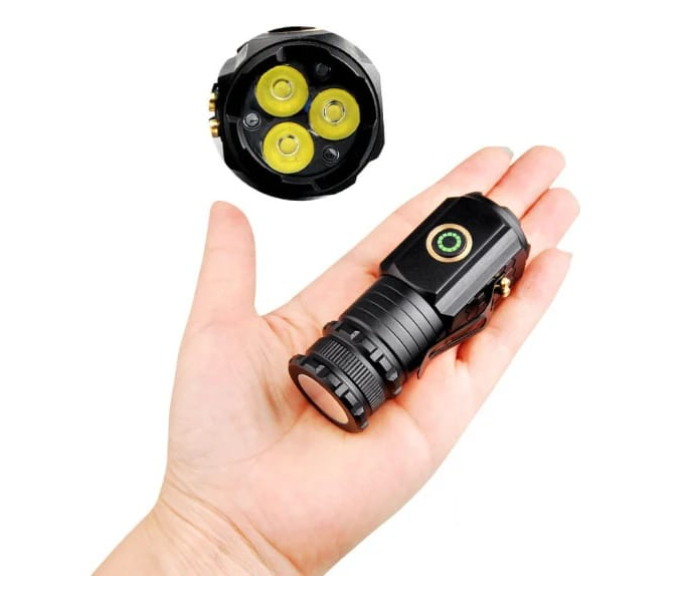 Generic LED Flashlight Strong Rechargeable Ultra-Bright Long-Range Outdoor Home Portable Small Mini Three-Eye Light  - Zoom Image 1