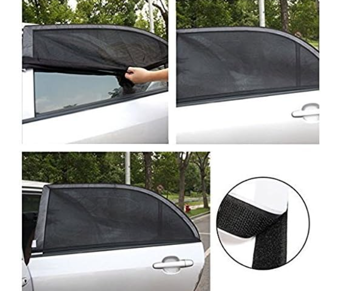 Generic 2Pcs Back Car Window Shade for Baby Adjustable Shade Breathable Mesh Car Curtains Window Net Car Door Outdoor Camping Netting - Zoom Image 3