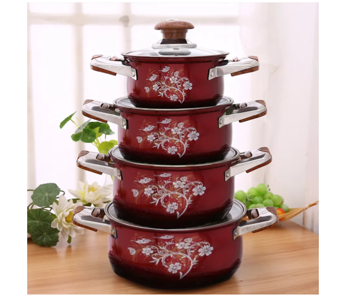 8 pcs High Quality stainless steel cookware set - Red - Zoom Image 1