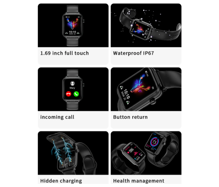 X8 2 in 1 Sports Bluetooth calling Smart Watch Bracelet With inbuilt TWS Wireless In Ear Earphone Headset - Black - Zoom Image 4