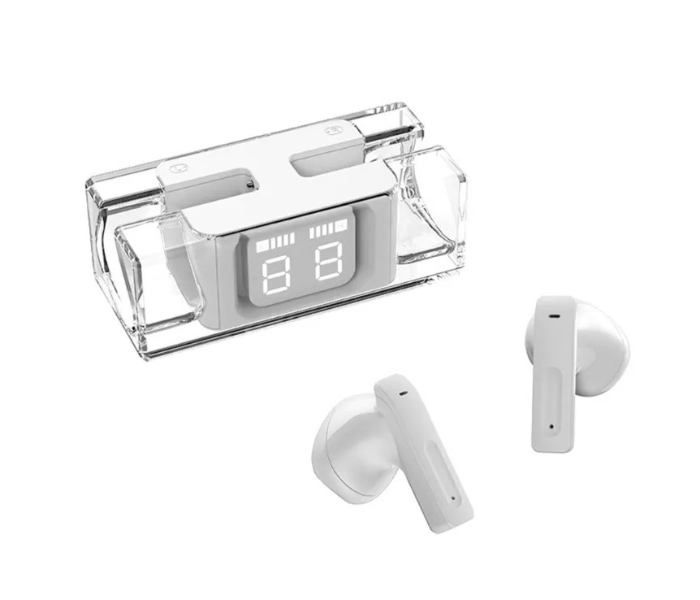 Generic Wireless Earphones Sound Stereo Wireless earbuds With LED Digital Display Charging Box - White  - Zoom Image