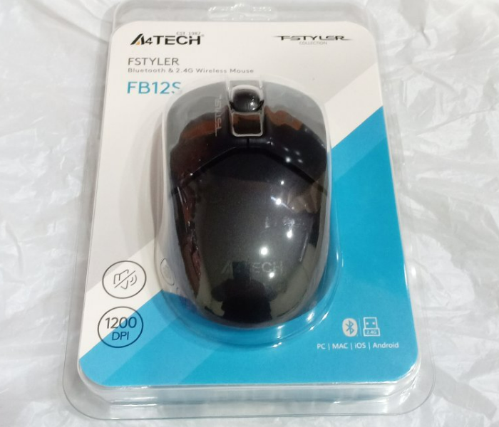 A4TECH Fstyler FB12S Dual Mode Recharegable Wireless Mouse - Black - Zoom Image 7