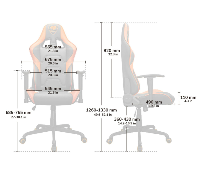 Cougars Armor Chair Orange-CG-CHAIR-ARMOR-ORG - Nology Electronics