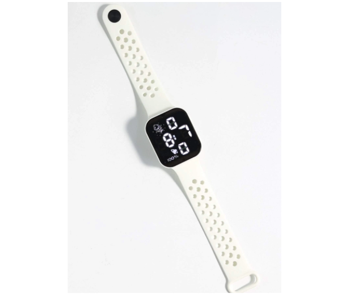 LED Wrist Watch for Unisex with Silicon Strap - White - Zoom Image 3