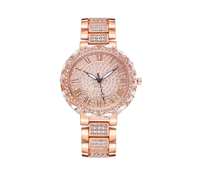 Geneva Luxury Brand Silver Diamond Quartz Fashion Watch For Women - Rose Gold - Zoom Image 1