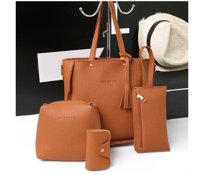 4 Pcs Set Leather Handbag for Women - Brown - Zoom Image