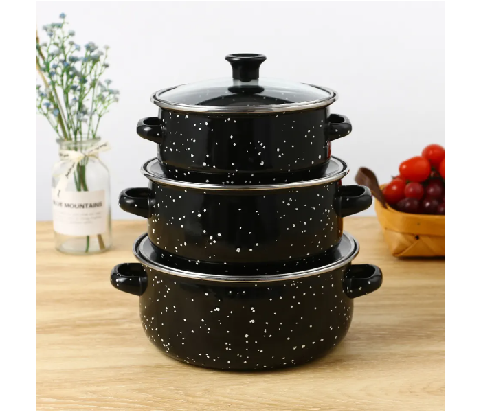 Jongo 6 pcs High Quality Casserole Set With Glass Lid - Black - Zoom Image 1