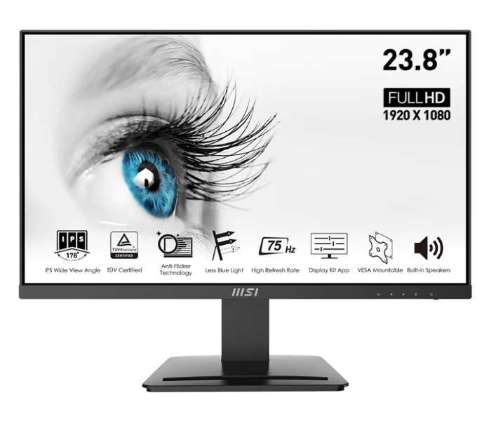 MSI PRO MP243 - 9S6-3PB5CH-062 23.8" FHD 5Hz Anti Glare IPS Display  Business Productivity Monitor - Black - Zoom Image 1