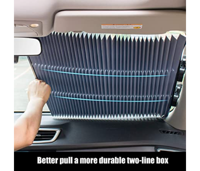 Automatic Retractable Windshield Sunshade for all type of Cars, Anti UV - Grey - Zoom Image 3