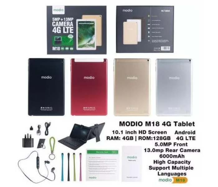 Modio M18 10.1-inch 4GB RAM 128GB 4G LTE Dual Sim Tablet With Keyboard - Gold - Zoom Image