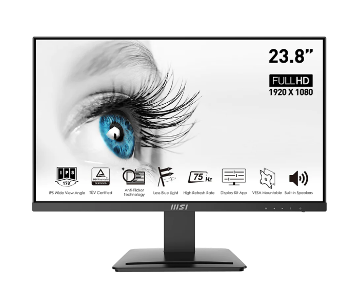 MSI PRO MP243 - 9S6-3PB5CH-062 23.8" FHD 5Hz Anti Glare IPS Display  Business Productivity Monitor - Black - Zoom Image 3